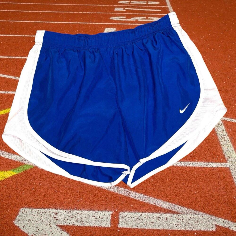 Nike Women's Size L Large Tempo Running Shorts W/ Liner Royal/White Dri-Fit